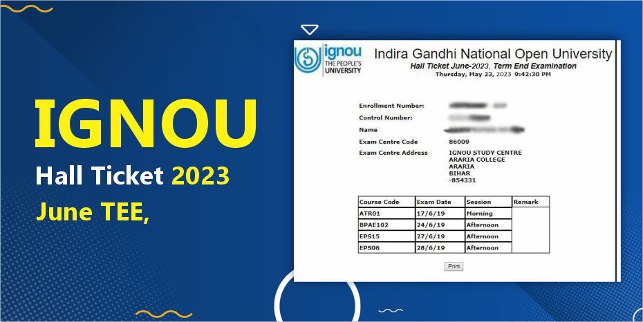 IGNOU Hall Ticket June 2023 | June TEE Exam Date